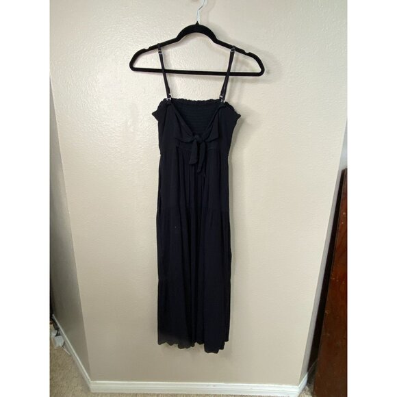 Hollister Womens Black Smocked Maxi Dress Adjustable Straps Size S Polyester - Picture 3 of 9